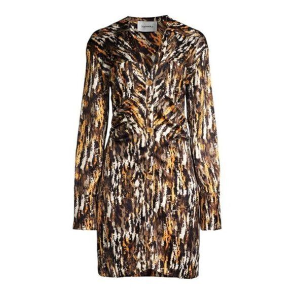 NANUSHKA ZADA Abstract Print Mini Shirtdress Size M NWT - Picture 2 of 8